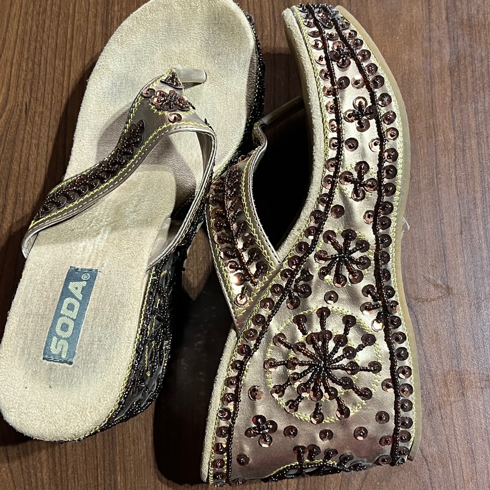 Soda sequin detail wedge sandal